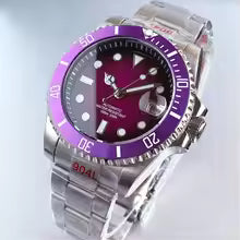 Two Tone Gradient Red Sunburst 100m Waterproof NH35A Automatic Watch Sapphire Crystal Glass Red Black Ceramic Bezel