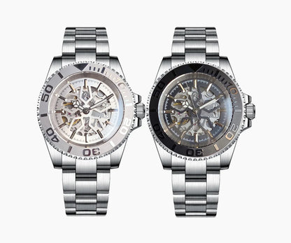 Fashion Sapphire 200m Waterproof Black White Skeletonized NH70 Automatic Mechanics Watches