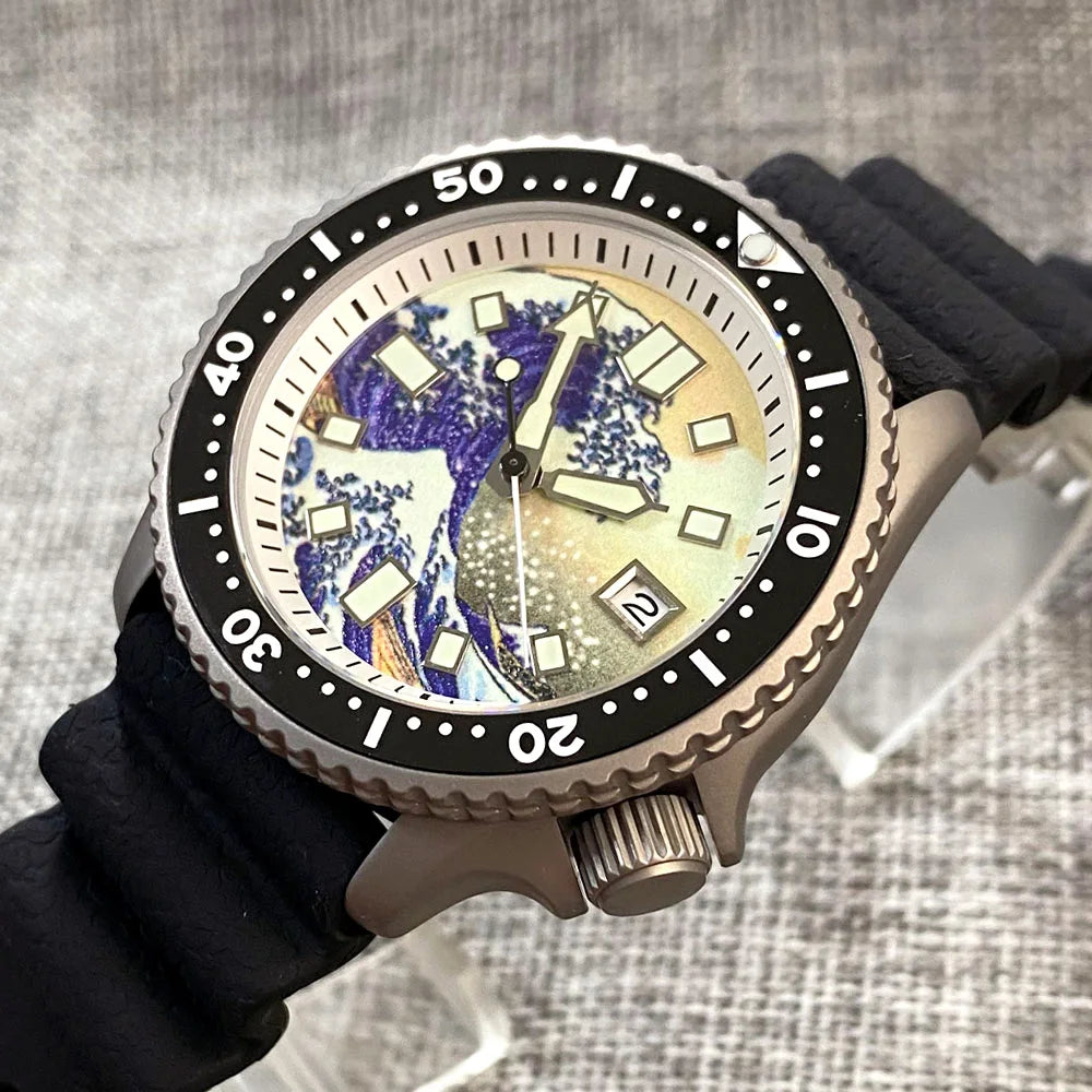 41mm, Titanium, Seiko Automatic NH35A Movement, Kanagawa Dial, Sapphire Glass, Super Lume Dial