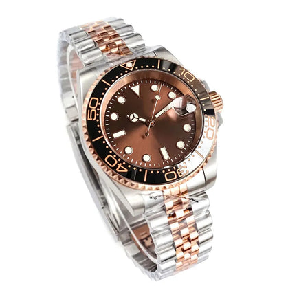 40mm, Stainless Steel, Rose Gold, Sunburst Dial, Automatic Seiko NH35, Sapphire Glass