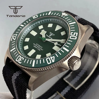 Tandorio Titanium 42mm Dive Mechanical Watch for Men Automatic NH35/PT5000/Miyota 8215 Movt Sapphire 20BAR Waterproof Wristwatch
