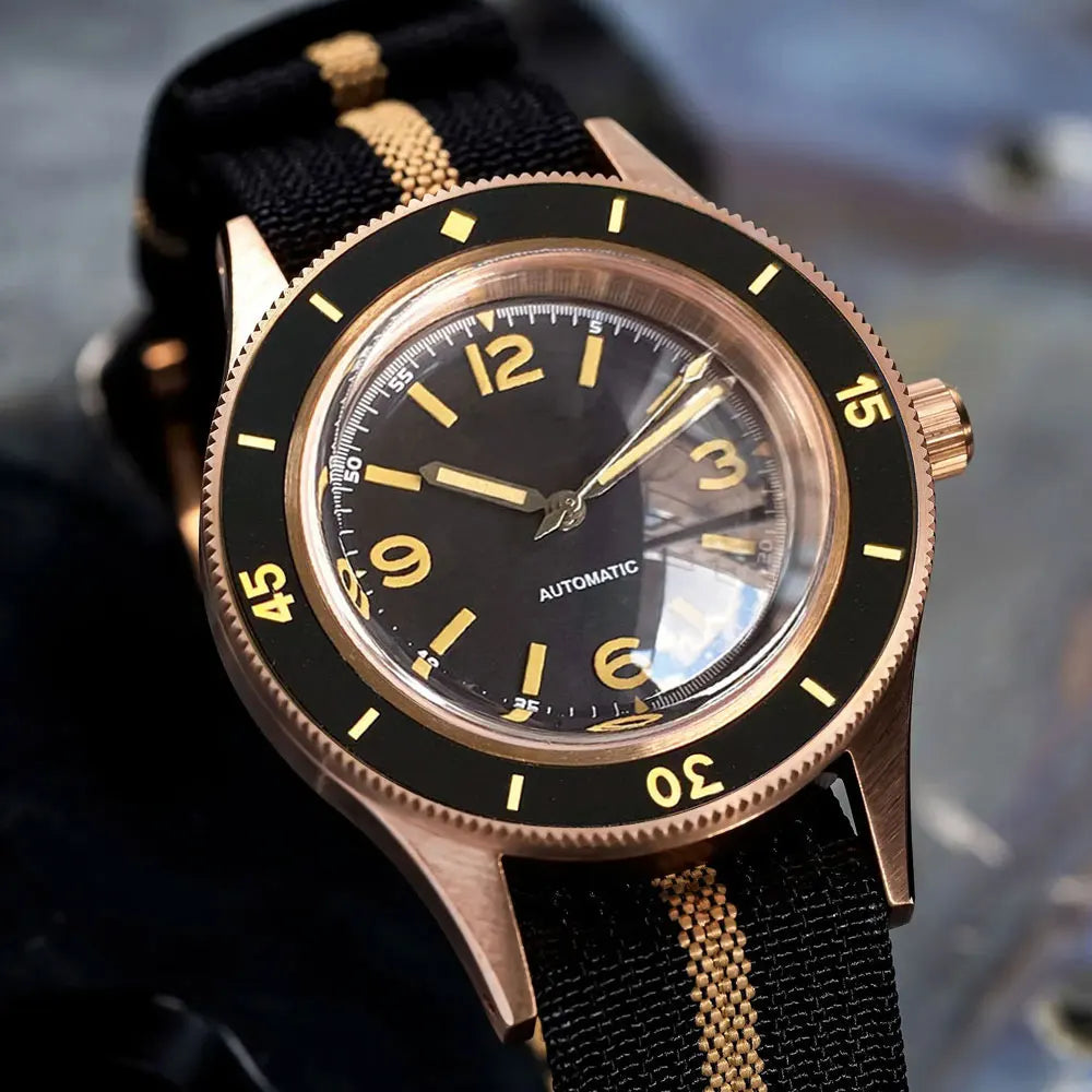 40mm, CUSN8 Solid Bronze Case, Fathoms Style, Domed Sapphire Glass, Automatic Miyota 8125 Movement, 200m Waterproof