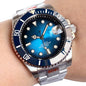 Two Tone Gradient Red Sunburst 100m Waterproof NH35A Automatic Watch Sapphire Crystal Glass Red Black Ceramic Bezel