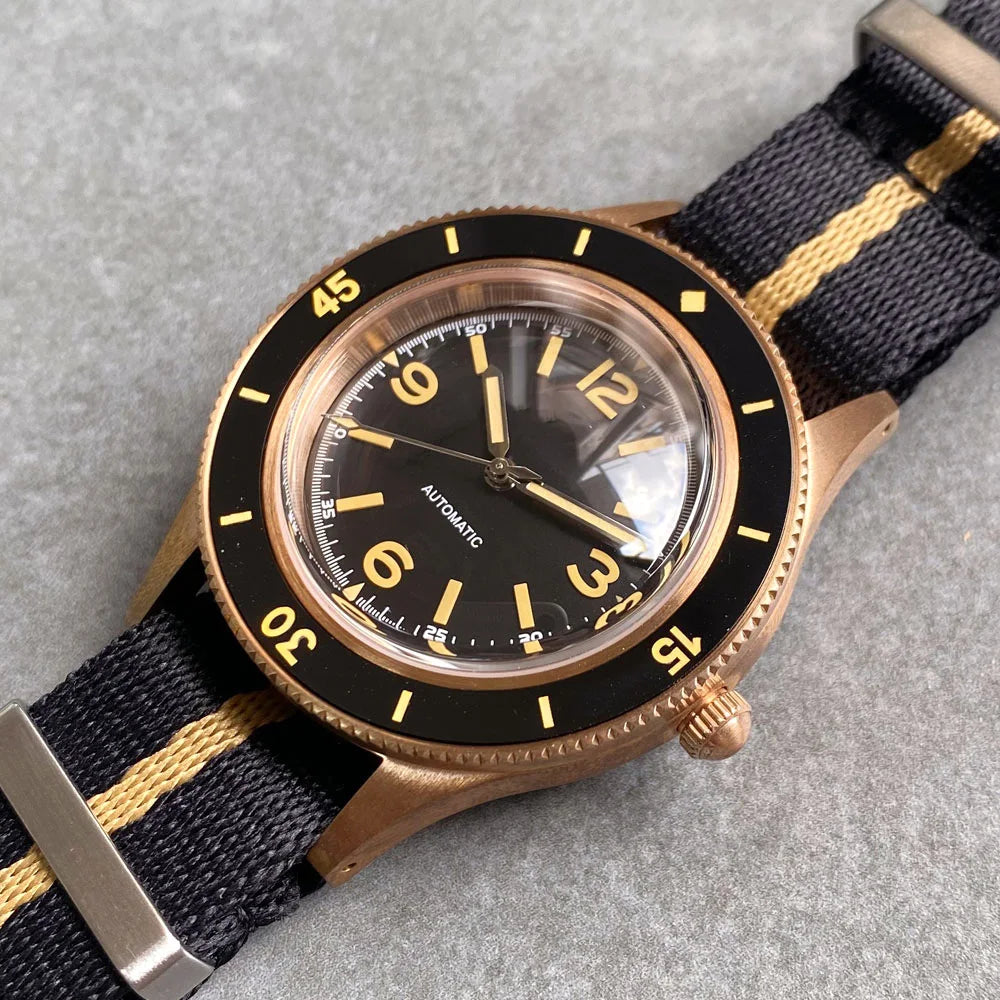 40mm, CUSN8 Solid Bronze Case, Fathoms Style, Domed Sapphire Glass, Automatic Miyota 8125 Movement, 200m Waterproof
