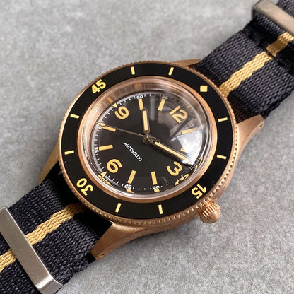 40mm, CUSN8 Solid Bronze Case, Fathoms Style, Domed Sapphire Glass, Automatic Miyota 8125 Movement, 200m Waterproof