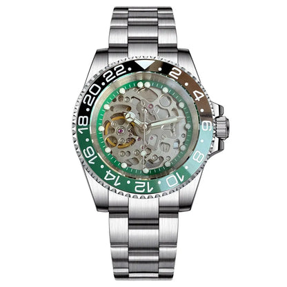 Fashion Sapphire 200m Waterproof Black White Skeletonized NH70 Automatic Mechanics Watches