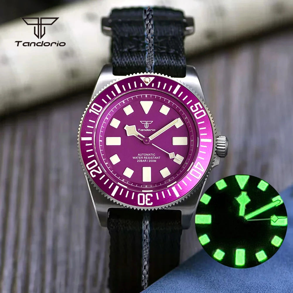 Tandorio Titanium 42mm Dive Mechanical Watch for Men Automatic NH35/PT5000/Miyota 8215 Movt Sapphire 20BAR Waterproof Wristwatch