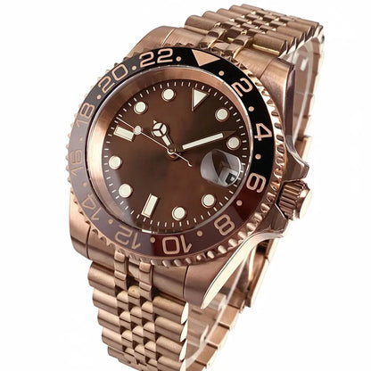 40mm, Stainless Steel, Rose Gold, Sunburst Dial, Automatic Seiko NH35, Sapphire Glass