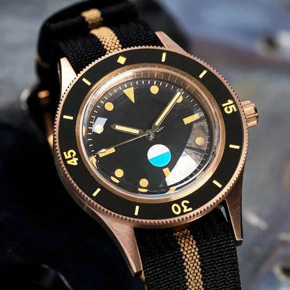40mm, CUSN8 Solid Bronze Case, Fathoms Style, Domed Sapphire Glass, Automatic Miyota 8125 Movement, 200m Waterproof