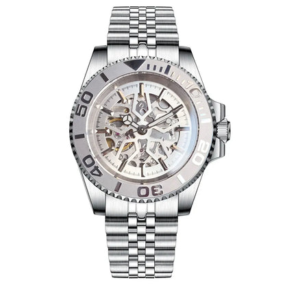 Fashion Sapphire 200m Waterproof Black White Skeletonized NH70 Automatic Mechanics Watches
