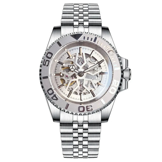 Fashion Sapphire 200m Waterproof Black White Skeletonized NH70 Automatic Mechanics Watches