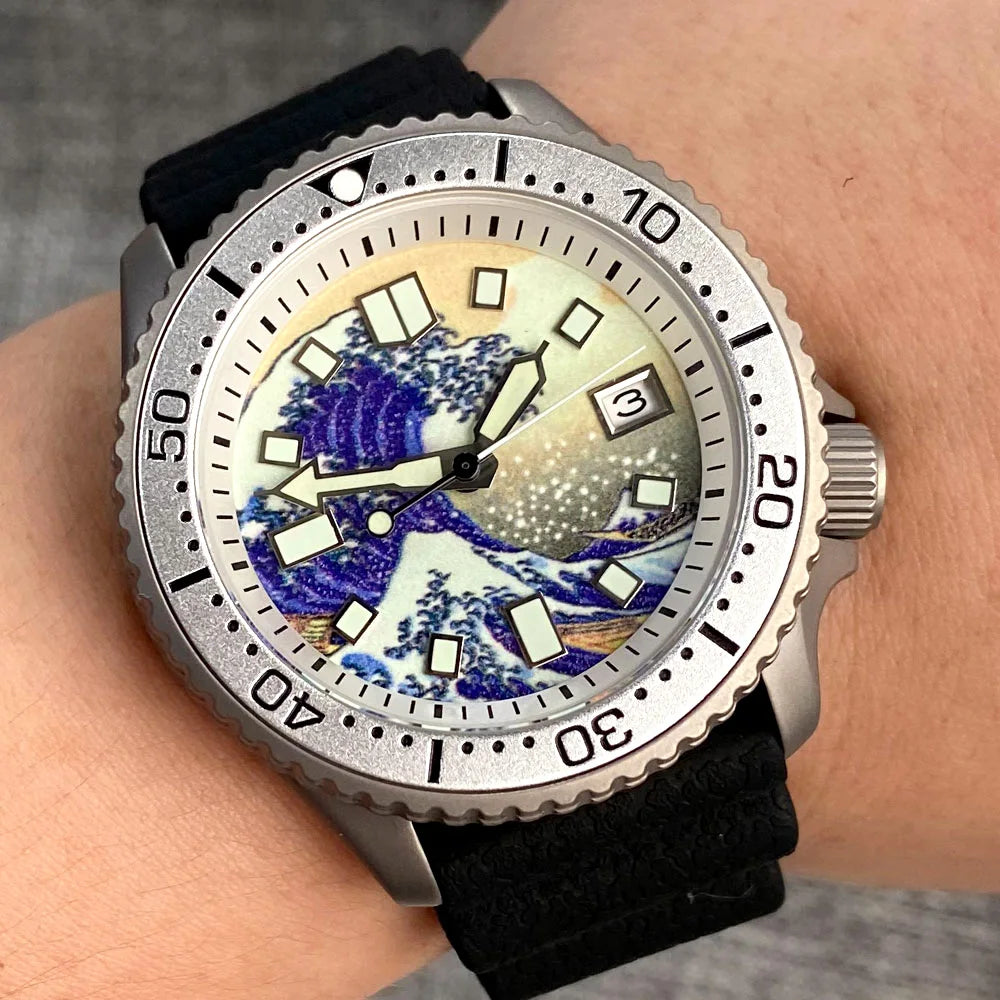 41mm, Titanium, Seiko Automatic NH35A Movement, Kanagawa Dial, Sapphire Glass, Super Lume Dial