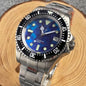 43mm NH35A Automatic Men Watch Blue Mother of Pearl Dial Sapphire Glass Black Ceramic Bezel Insert Titanium Caseback