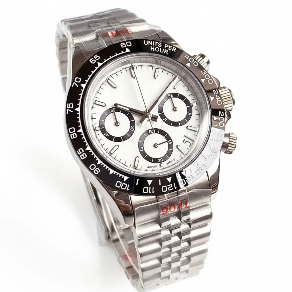 39mm Chronograph Men Watches Quartz Seiko VK63 Watches Sapphire Glass Lume Sliding Buckle