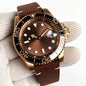 40mm Japan NH35 CuSn8 Bronze Date Automatic Mechanical Retro Men's Watch Sapphire Glass Sunburst Dial Diver Wristwatch