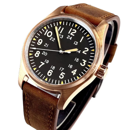 39mm Bronze Miyota 8215 Pilot Style Retro Automatic Men Watch Sapphire Glass 20ATM Diver Luminous Watch