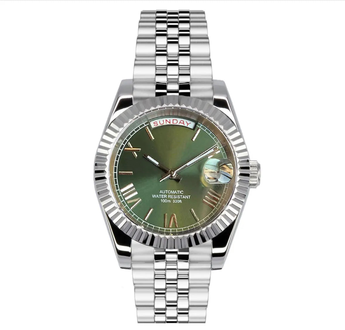 36/39mm, Stainless Steel, Sapphire Glass, 100m Waterproof, Automatic Seiko NH36A Movement, White Calendar Wheel