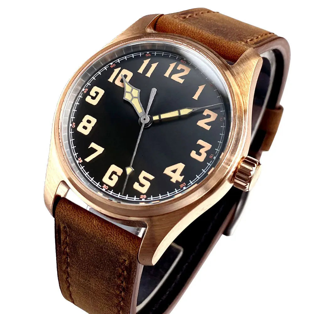 39mm Bronze Miyota 8215 Pilot Style Retro Automatic Men Watch Sapphire Glass 20ATM Diver Luminous Watch