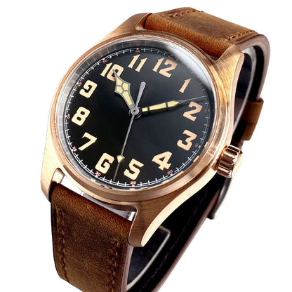 39mm Bronze Miyota 8215 Pilot Style Retro Automatic Men Watch Sapphire Glass 20ATM Diver Luminous Watch