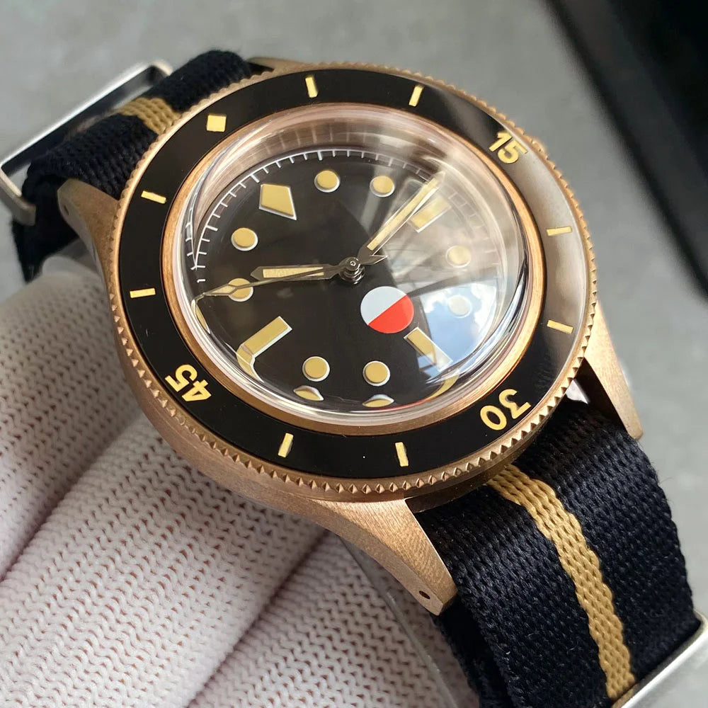 40mm, CUSN8 Solid Bronze Case, Fathoms Style, Domed Sapphire Glass, Automatic Miyota 8125 Movement, 200m Waterproof