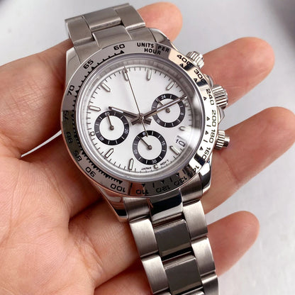39mm Multi Functional Chronograph VK63 Watch White Bezel Jubilee/Oyster Sliding Buckle