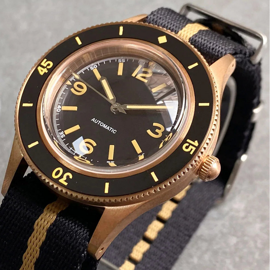 40mm, CUSN8 Solid Bronze Case, Fathoms Style, Domed Sapphire Glass, Automatic Miyota 8125 Movement, 200m Waterproof