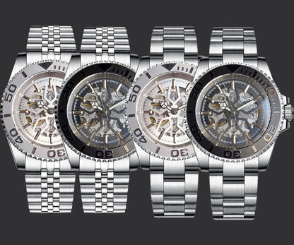 Fashion Sapphire 200m Waterproof Black White Skeletonized NH70 Automatic Mechanics Watches
