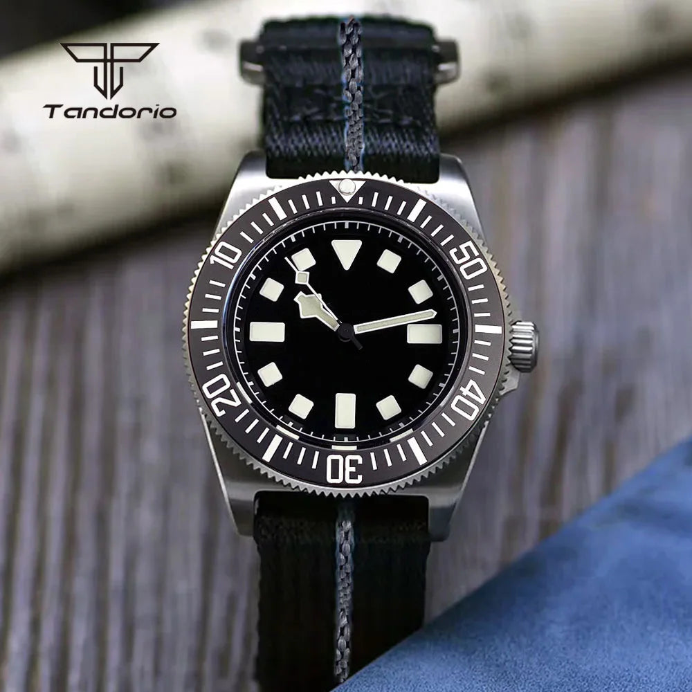Tandorio Titanium 42mm Dive Mechanical Watch for Men Automatic NH35/PT5000/Miyota 8215 Movt Sapphire 20BAR Waterproof Wristwatch