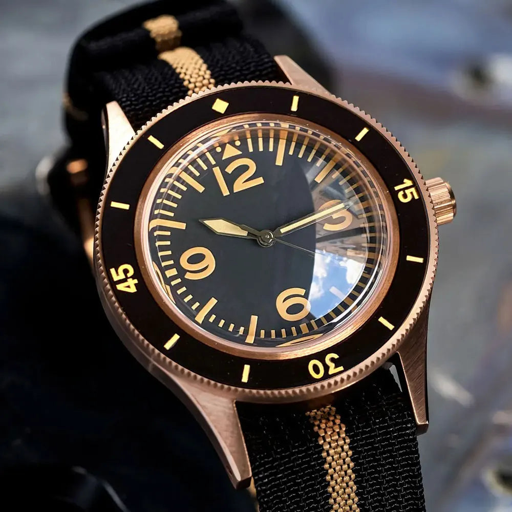 40mm, CUSN8 Solid Bronze Case, Fathoms Style, Domed Sapphire Glass, Automatic Miyota 8125 Movement, 200m Waterproof