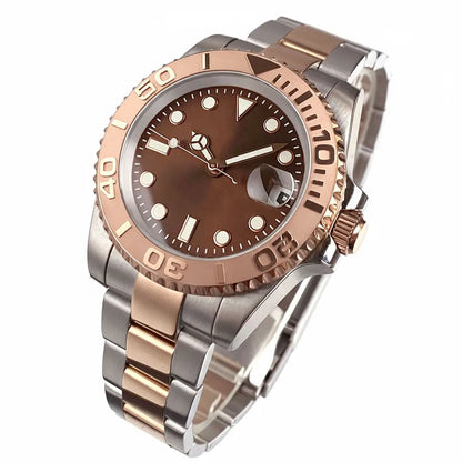 40mm, Stainless Steel, Rose Gold, Sunburst Dial, Automatic Seiko NH35, Sapphire Glass