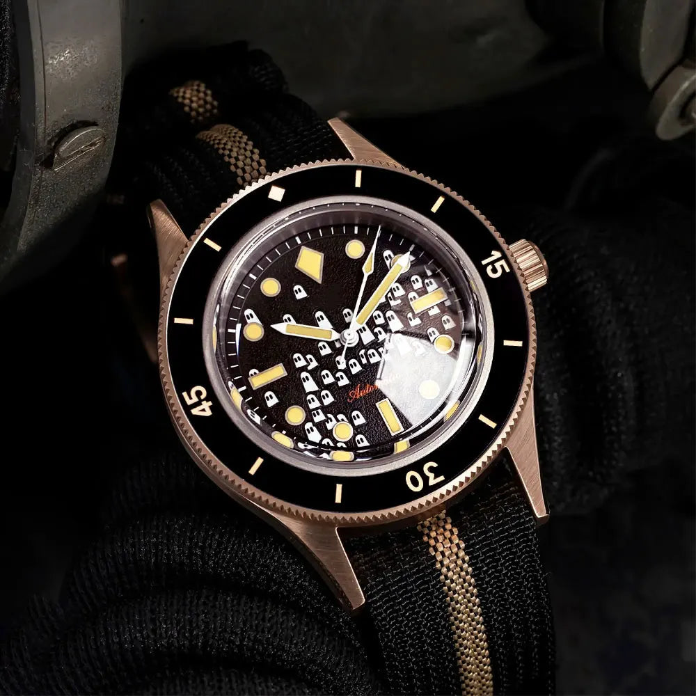 40mm Fifty Fathoms Domed Sapphire Glass CUSN8 Real Bronze Automatic Dive Men‘s Watch For Miyota 8215 20BAR Waterproof