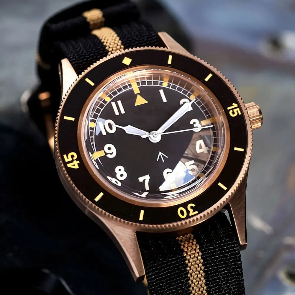 40mm, CUSN8 Solid Bronze Case, Fathoms Style, Domed Sapphire Glass, Automatic Miyota 8125 Movement, 200m Waterproof