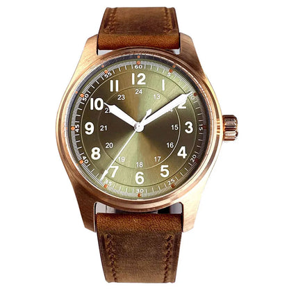 39mm Pilot Style Solid Full Cusn8 Bronze Japan NH35 Automatic Diver Men's Watch 20ATM Sapphire Glass Luminous
