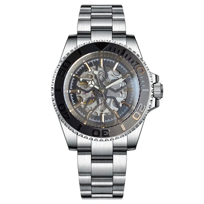Fashion Sapphire 200m Waterproof Black White Skeletonized NH70 Automatic Mechanics Watches