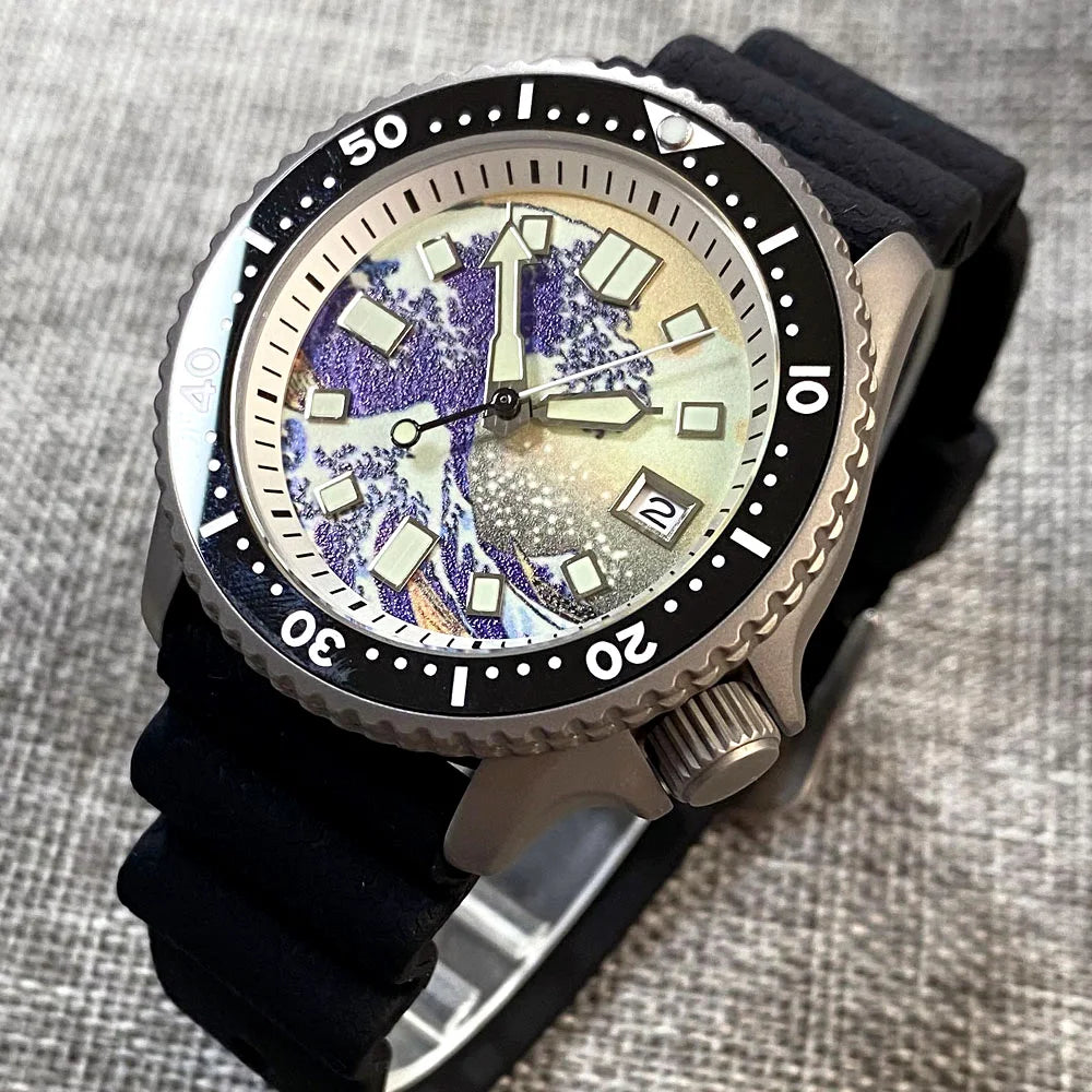 41mm, Titanium, Seiko Automatic NH35A Movement, Kanagawa Dial, Sapphire Glass, Super Lume Dial