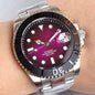 Two Tone Gradient Red Sunburst 100m Waterproof NH35A Automatic Watch Sapphire Crystal Glass Red Black Ceramic Bezel