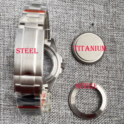 43mm NH35A Automatic Men Watch Blue Mother of Pearl Dial Sapphire Glass Black Ceramic Bezel Insert Titanium Caseback