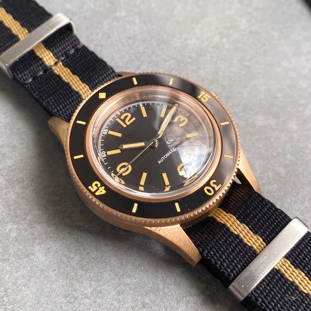 40mm, CUSN8 Solid Bronze Case, Fathoms Style, Domed Sapphire Glass, Automatic Miyota 8125 Movement, 200m Waterproof