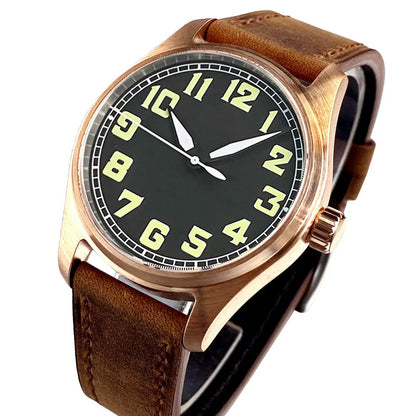 39mm Bronze Miyota 8215 Pilot Style Retro Automatic Men Watch Sapphire Glass 20ATM Diver Luminous Watch