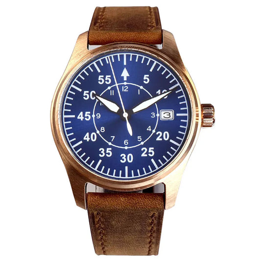 39mm Pilot Style Solid Full Cusn8 Bronze Japan NH35 Automatic Diver Men's Watch 20ATM Sapphire Glass Luminous