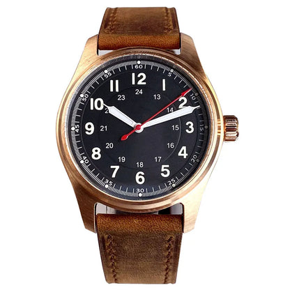39mm Pilot Style Solid Full Cusn8 Bronze Japan NH35 Automatic Diver Men's Watch 20ATM Sapphire Glass Luminous