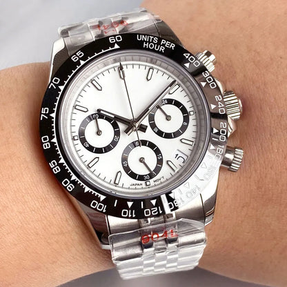 39mm Chronograph Men Watches Quartz Seiko VK63 Watches Sapphire Glass Lume Sliding Buckle