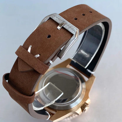 40mm Japan NH35 CuSn8 Bronze Date Automatic Mechanical Retro Men's Watch Sapphire Glass Sunburst Dial Diver Wristwatch