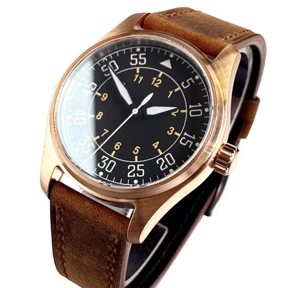 39mm Bronze Miyota 8215 Pilot Style Retro Automatic Men Watch Sapphire Glass 20ATM Diver Luminous Watch