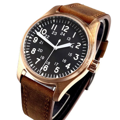 39mm Bronze Miyota 8215 Pilot Style Retro Automatic Men Watch Sapphire Glass 20ATM Diver Luminous Watch