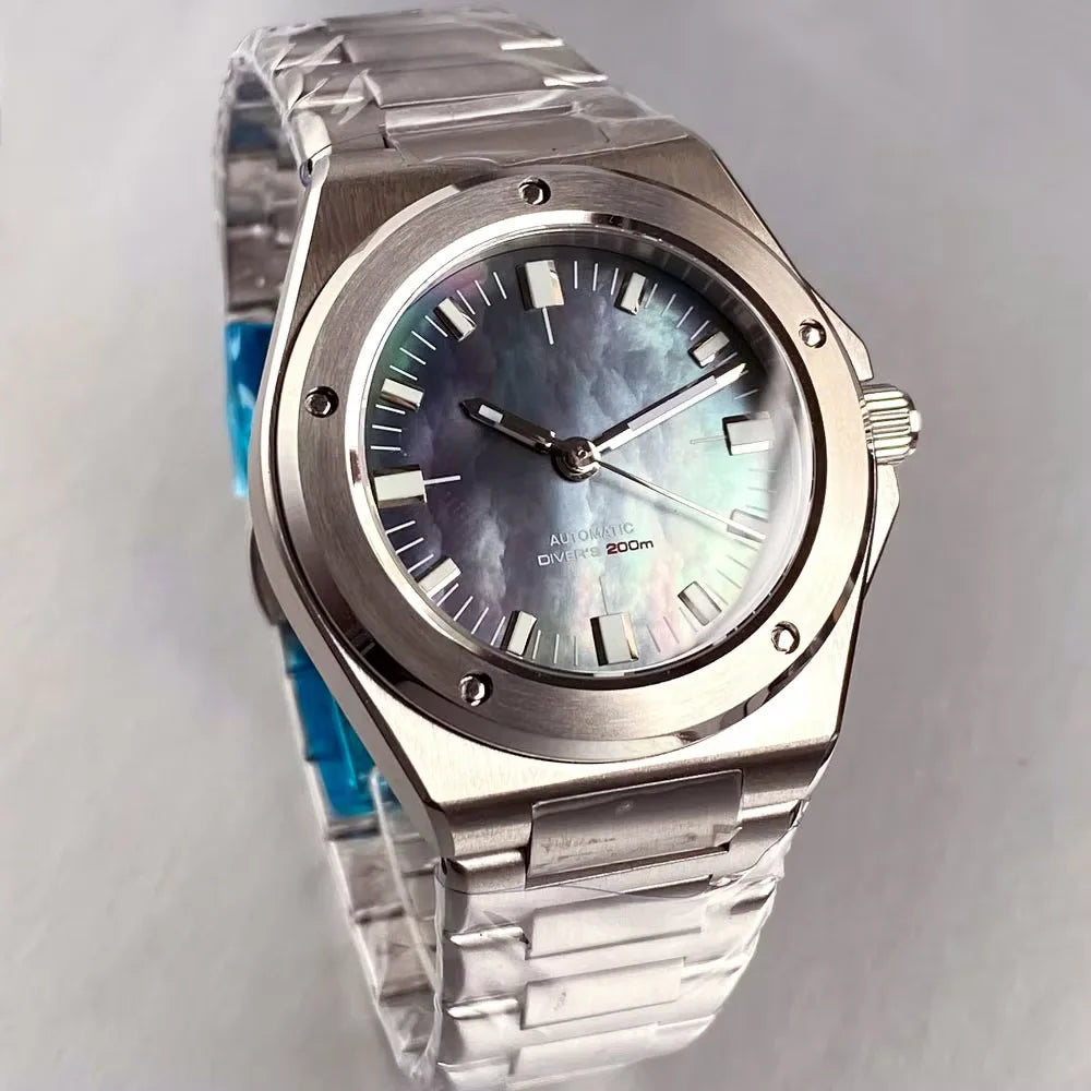 Mother of Pearl Blue 40mm Sapphire Crystal Glass 100m Waterproof Japan  MiyotaAutomatic Men Mechanical Engineer Watches