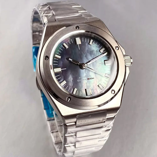Mother of Pearl Blue 40mm Sapphire Crystal Glass 100m Waterproof Japan  MiyotaAutomatic Men Mechanical Engineer Watches