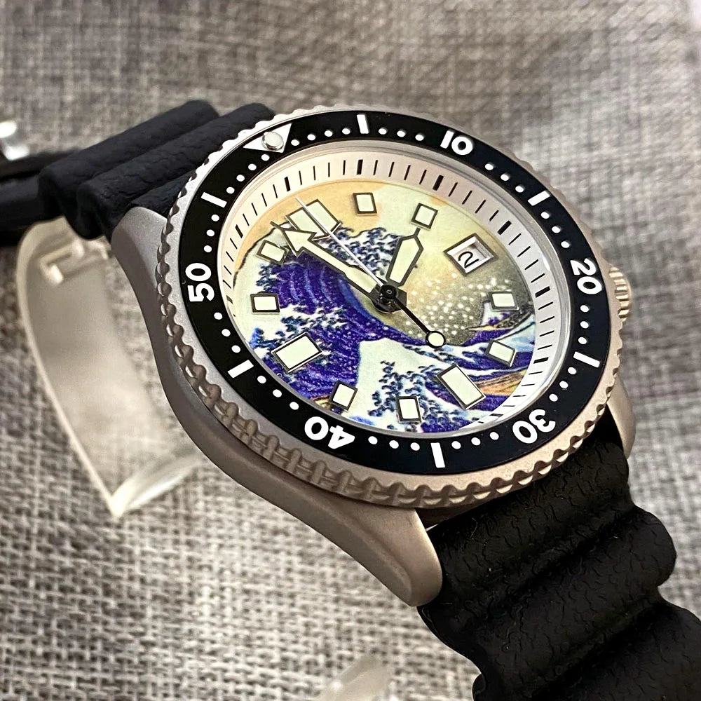 41mm, Titanium, Seiko Automatic NH35A Movement, Kanagawa Dial, Sapphire Glass, Super Lume Dial