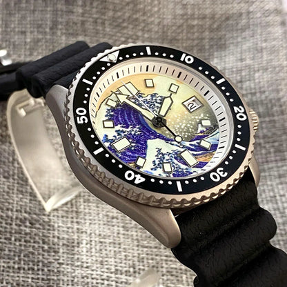 41mm, Titanium, Seiko Automatic NH35A Movement, Kanagawa Dial, Sapphire Glass, Super Lume Dial