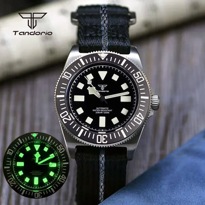 Tandorio Titanium 42mm Dive Mechanical Watch for Men Automatic NH35/PT5000/Miyota 8215 Movt Sapphire 20BAR Waterproof Wristwatch